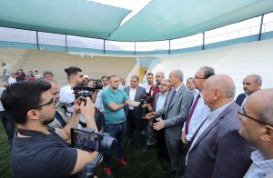 Dulkadiroğlu Belediye Başkanı Necati Okay, Boyalı Güreş Sahasında incelemelerde bulundu.