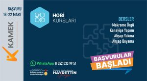 KAMEK’in Yeni Atölyeleri Katılımcılarını Bekliyor Büyükşehir Belediyesinin düzenlediği Meslek Edindirme