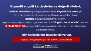 Büyükşehir’den EKPSS’ye Girecek Vatandaşlara Ulaşım Desteği Büyükşehir Belediyesi, 28 Nisan