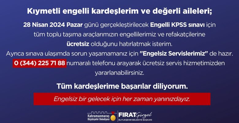 Büyükşehir’den EKPSS’ye Girecek Vatandaşlara Ulaşım Desteği