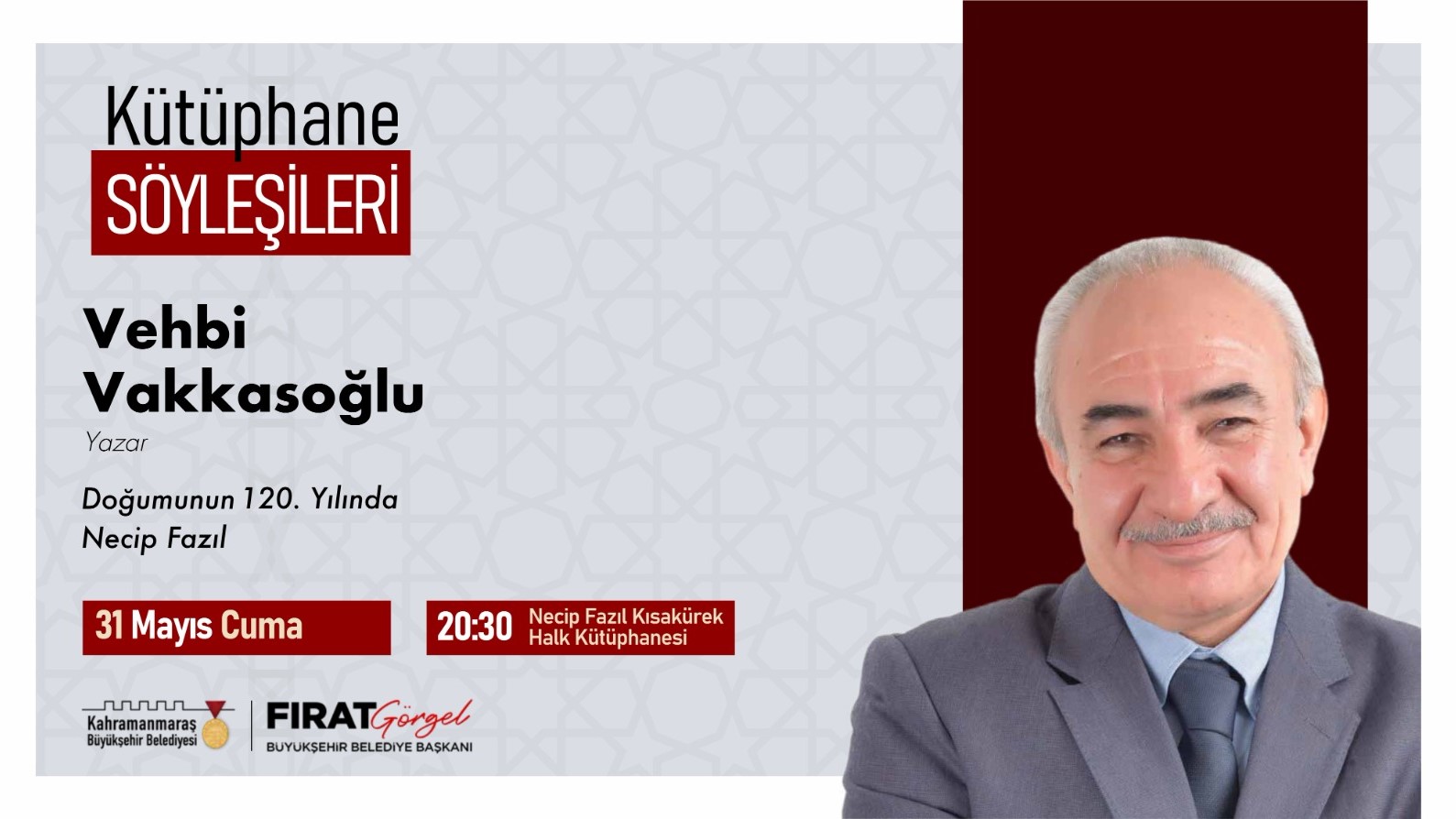 Kahramanmaraş Büyükşehir Belediyesi’nin düzenlediği Kütüphane Söyleşileri, edebiyat tutkunlarının ilgiyle takip