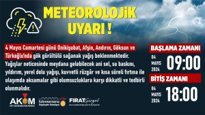 5 İlçede Sağanak Yağış Uyarısı! Büyükşehir Belediyesi Afet Koordinasyon Merkezi,