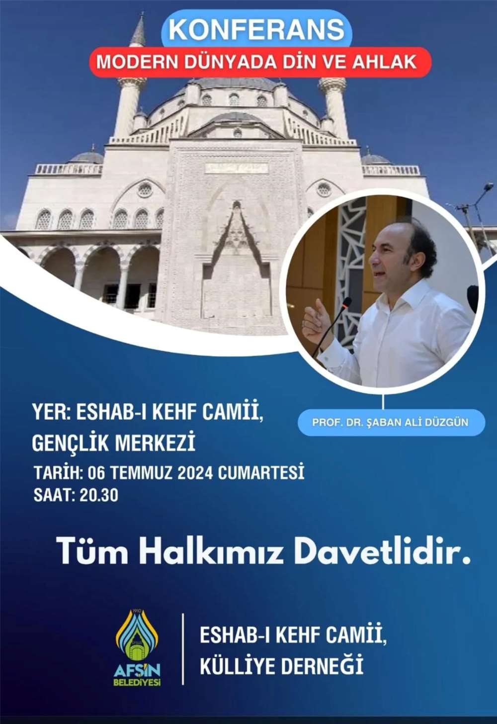 Prof. Dr. Şaban Ali Düzgün Afşin’e Geliyor Afşin Belediyesi ve