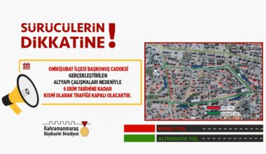 Başkonuş Caddesi Trafiğe Kapatılacak