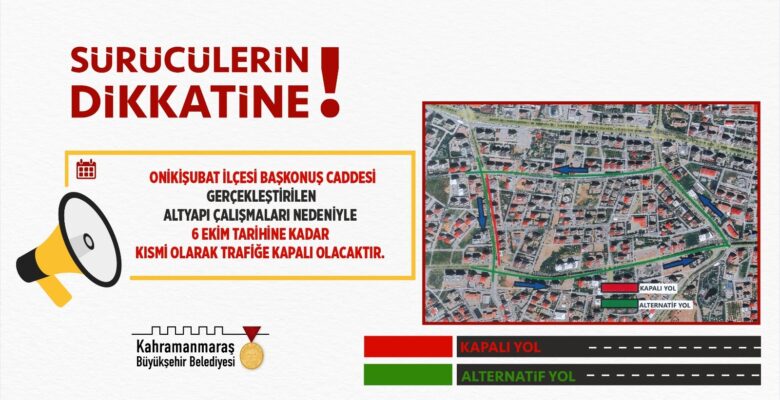 Başkonuş Caddesi Trafiğe Kapatılacak