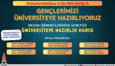 “Onikişubat Belediyesi’nin ücretsiz Üniversite Hazırlık Kursu’na kayıtlar başladı