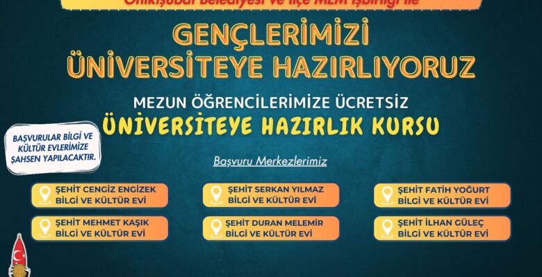 “Onikişubat Belediyesi’nin ücretsiz Üniversite Hazırlık Kursu’na kayıtlar başladı