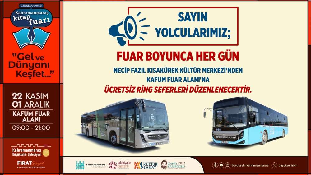 Kahramanmaraş Büyükşehir Belediyesi, 9. Uluslararası Kahramanmaraş Kitap Fuarı’na katılacak vatandaşların