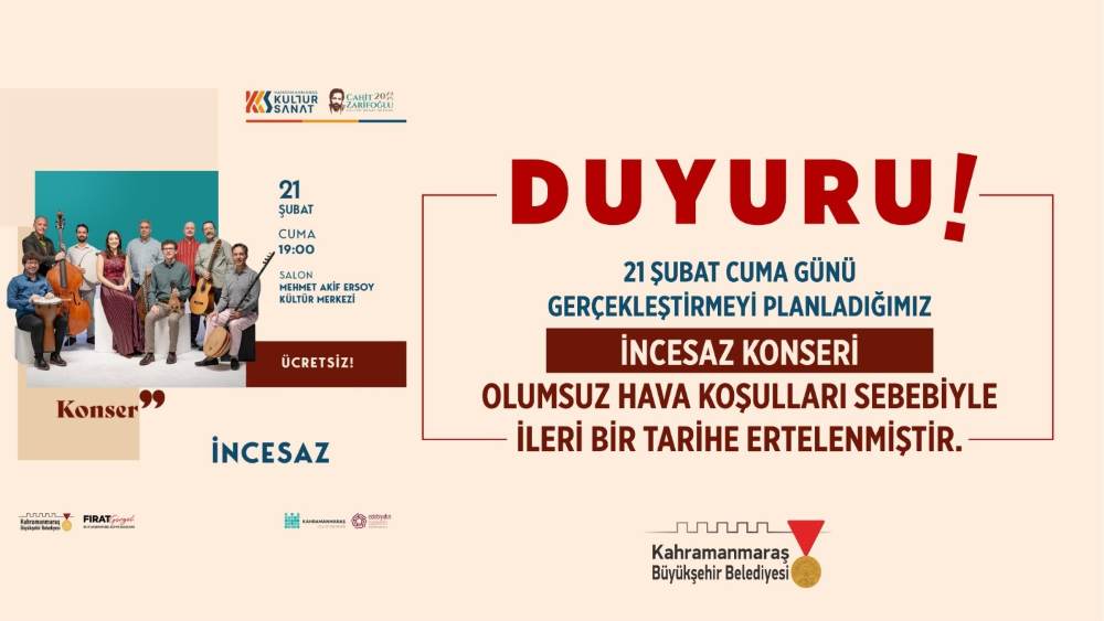 Kahramanmaraş Büyükşehir Belediyesi tarafından düzenlenen Cahit Zarifoğlu Kültür Sanat Sezonu