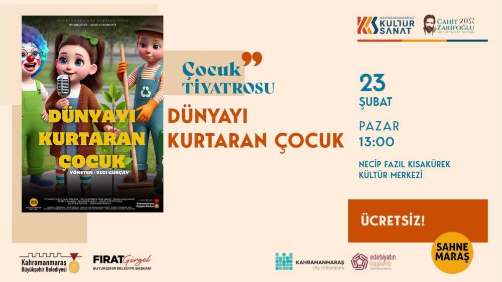 Büyükşehir Belediyesi, çocukları sanatla buluşturmaya devam ediyor. 23 Şubat Pazar