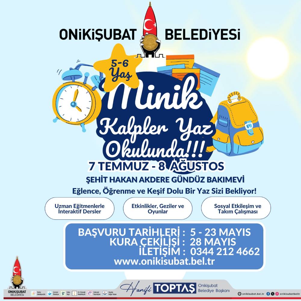 Onikişubat Belediyesi, 5-6 yaş arası çocuklara yönelik hazırladığı “Minik Kalpler