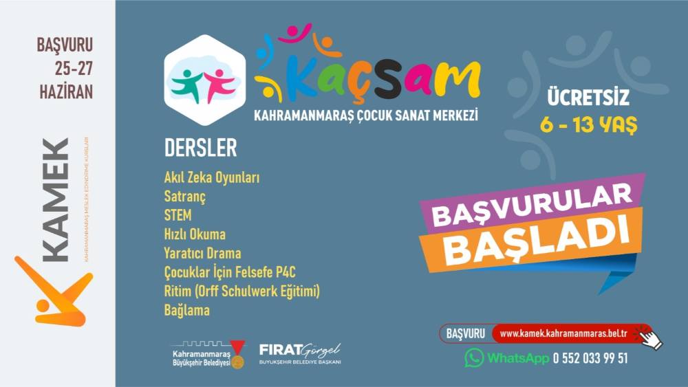 Kahramanmaraş Büyükşehir Belediyesi, yaz tatilinde çocukların zihinsel, sanatsal ve sosyal