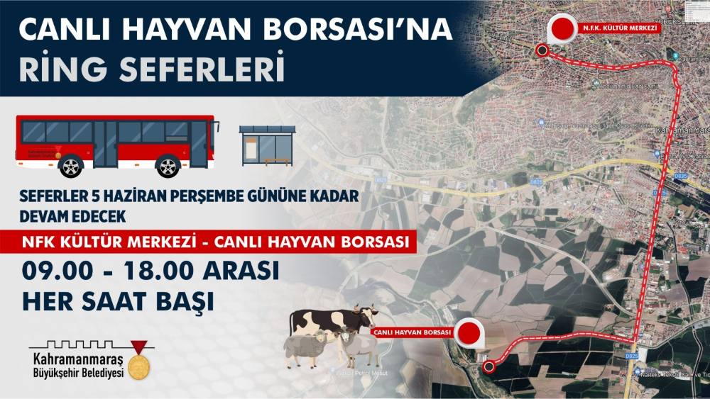 Büyükşehir Belediyesi, kurbanlık alışverişi yapacak vatandaşların Canlı Hayvan
Borsası’na ulaşımını sağlamak