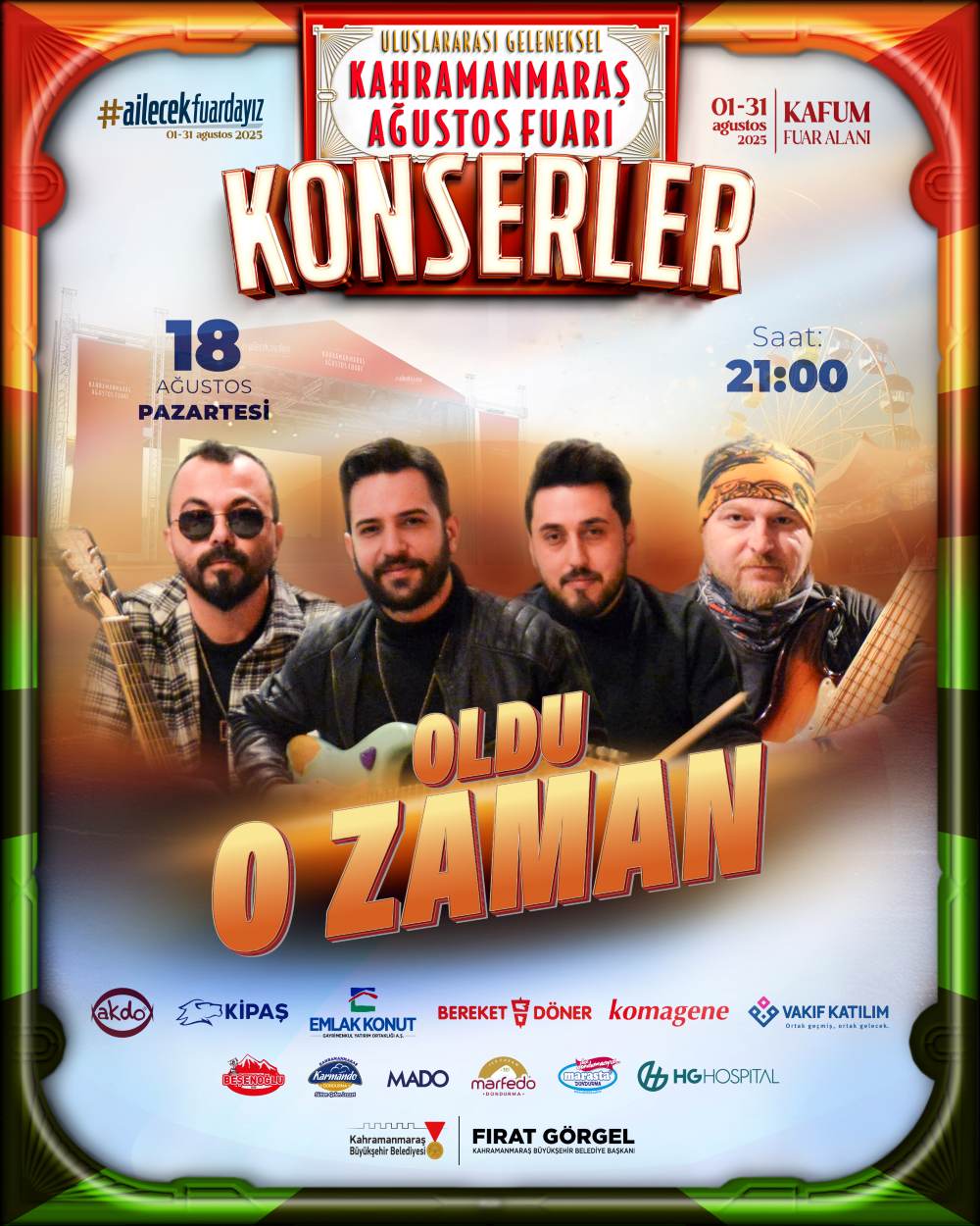 Türk pop müziğinin sevilen gruplarından “Oldu O Zaman”,
KAFUM’da sahne alarak