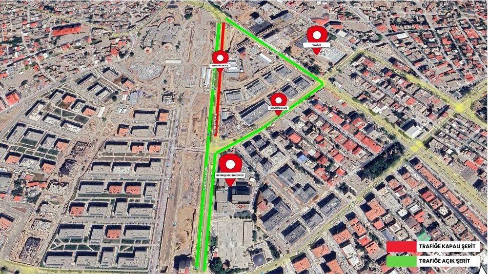 Büyükşehir Belediyesi, Azerbaycan Bulvarı’nda devam eden çalışmalar nedeniyle ana hizmet