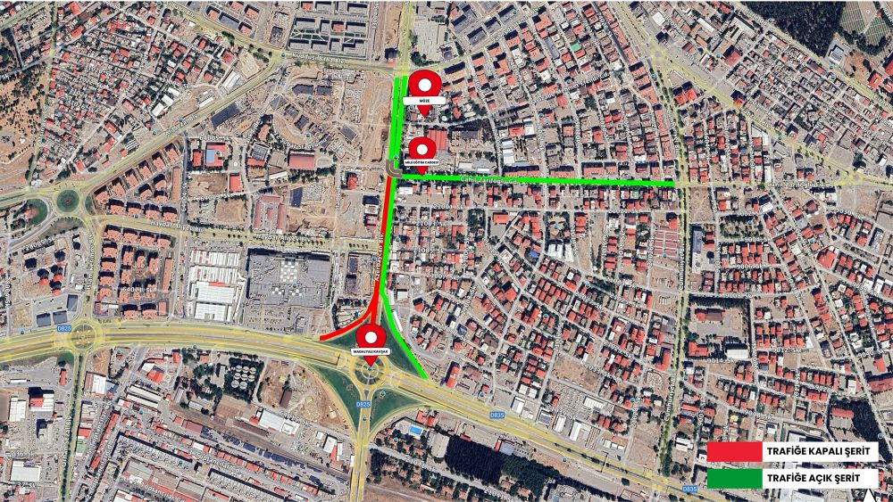 Büyükşehir Belediyesi, Azerbaycan Bulvarı üzerinde Müze Kavşağı’ndan Madalyalı
Kavşağa gidiş istikametinin