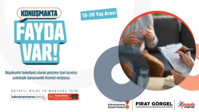 15–30 yaş aralığındaki gençlere sunulan ücretsiz psikolojik danışmanlık hizmeti, çevrimiçi