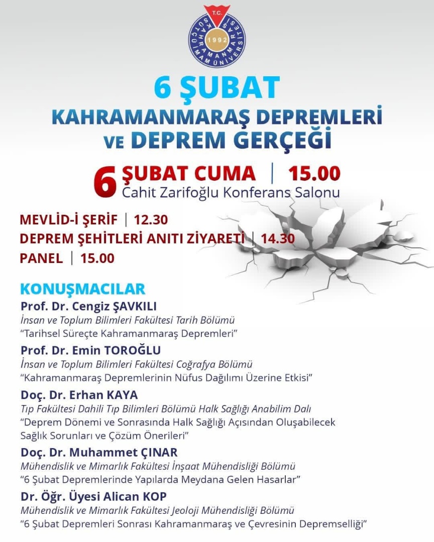 Kahramanmaraş Sütçü İmam Üniversitesi, 6 Şubat depremlerinin yıl dönümünde farkındalık