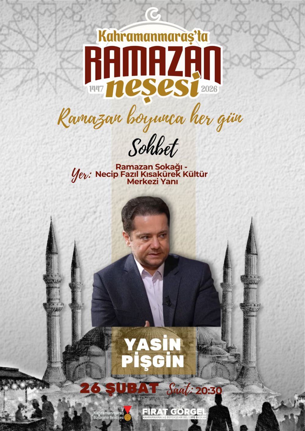 Büyükşehir Belediyesinin Ramazan etkinlikleri kapsamında 26 Şubat Perşembe günü
sevilen ilahiyatçılardan