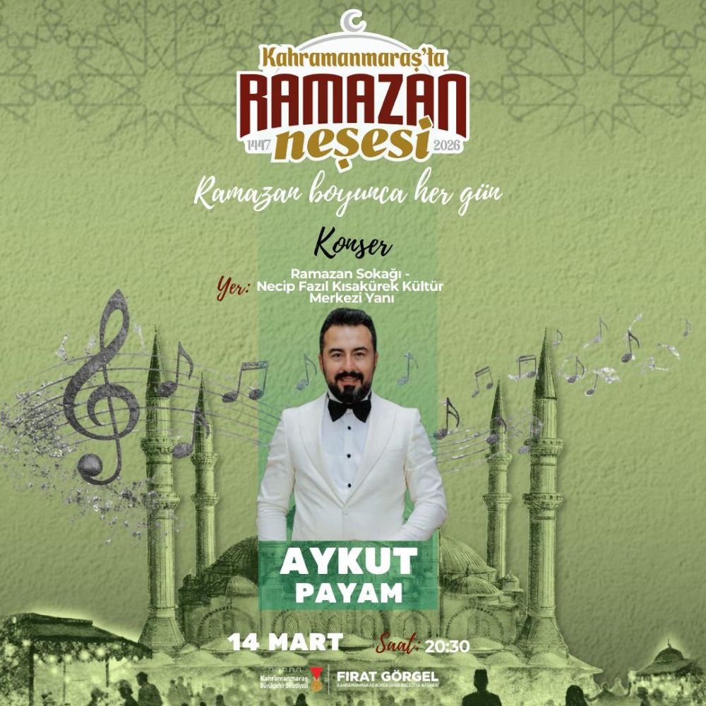 Büyükşehir’in Ramazan etkinlikleri kapsamında müzisyen Aykut Payam, 14 Mart Cumartesi