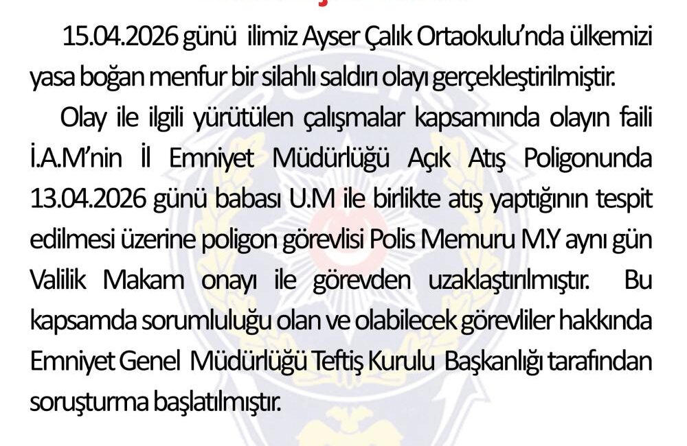 Okula saldırı düzenleyen Aras Mersinlinin babasıyla birlikte gittiği poligon görevlisi