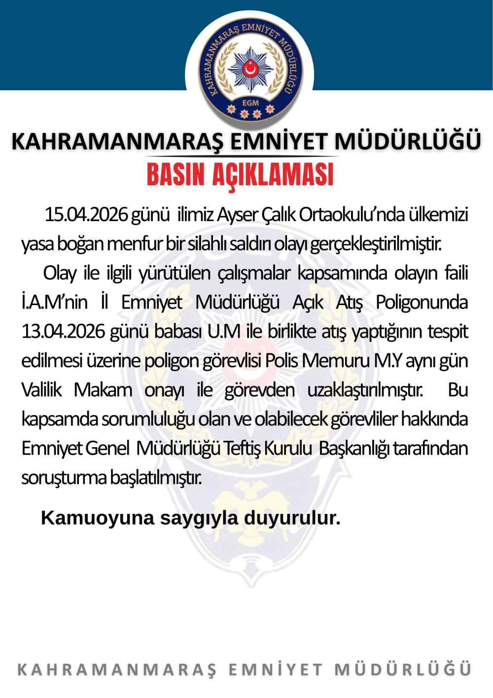 Okula saldırı düzenleyen Aras Mersinlinin babasıyla birlikte gittiği poligon görevlisi