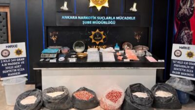 Ankara'da polis ekipleri tarafından uyuşturucu madde imalatına yönelik düzenlenen dev