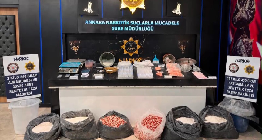 Ankara'da polis ekipleri tarafından uyuşturucu madde imalatına yönelik düzenlenen dev