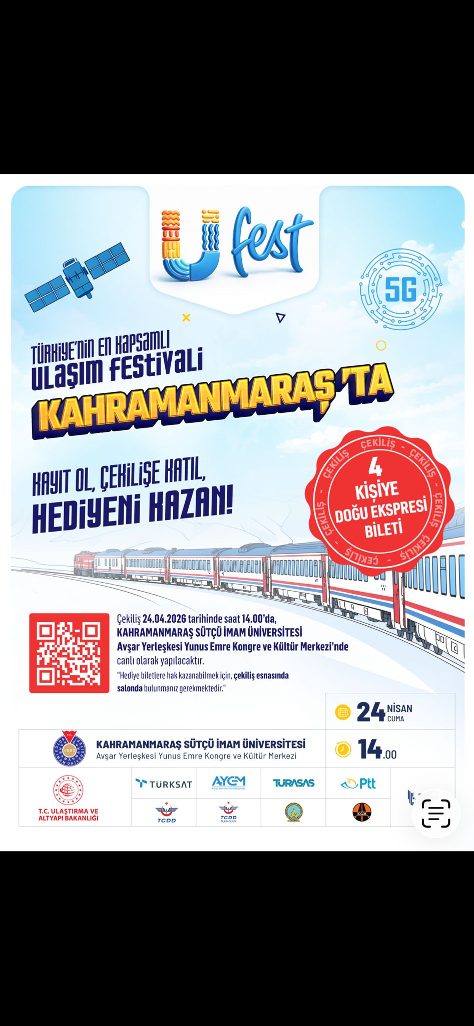 Kahramanmaraş’ta düzenlenecek büyük organizasyon kapsamında, katılımcılar için Doğu Ekspresi bileti