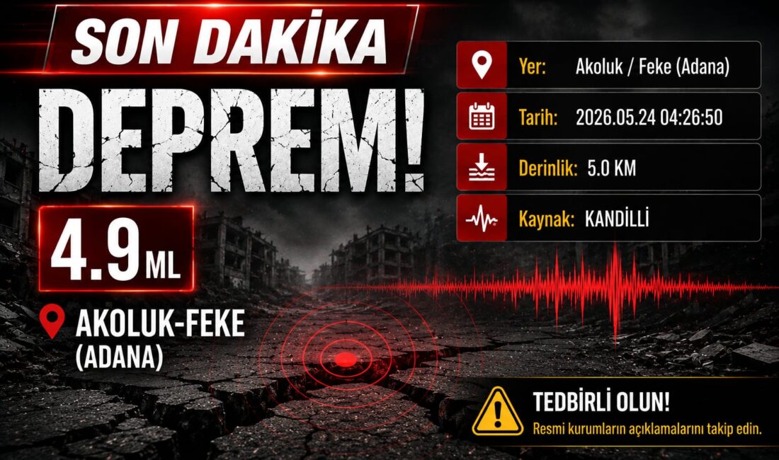 Adana’nın Feke ilçesinde saat 04.26’da 4.9 büyüklüğünde deprem meydana geldi.
