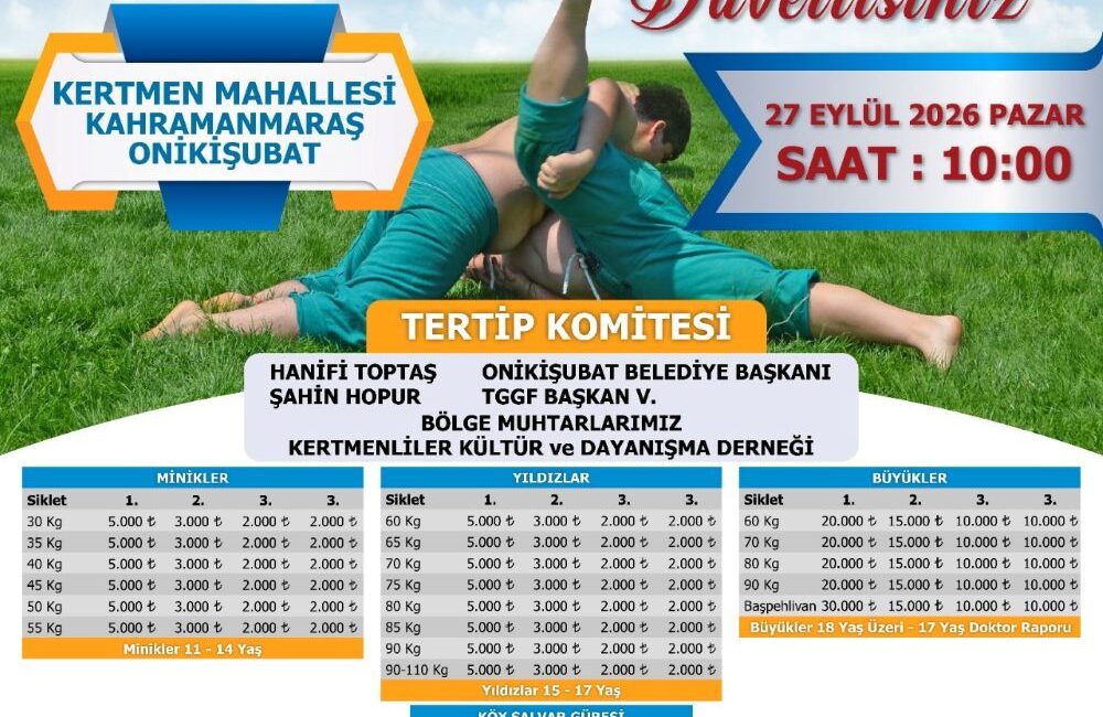 Onikişubat Belediyesi, Türkiye Geleneksel Güreşler Federasyonu iş birliğinde düzenleyeceği
Kertmen Karakucak